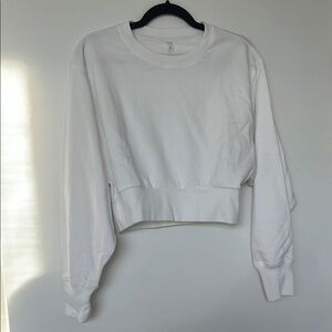White Crew Neck Cropped Sweatshirt